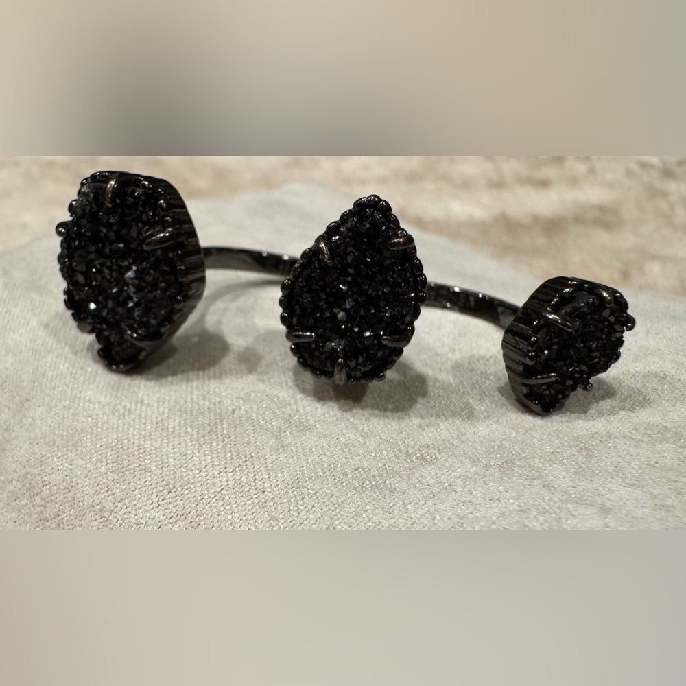 Kendra Scott Naomi Gunmetal Double Ring in Black Drusy